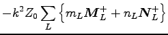 $\displaystyle - k^2 Z_0 \sum_L \left\{ m_L \mbox{\boldmath$M$}_L^+ + n_L \mbox{\boldmath$N$}_L^+ \right\}$