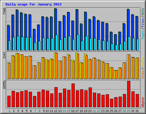 Daily usage for January 2012