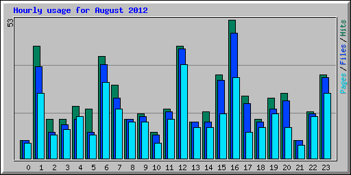 Hourly usage for August 2012