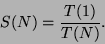egin{displaymath}
S(N) = frac{T(1)}{T(N)}.
end{displaymath}