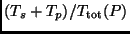 $(T_s + T_p)/T_{\rm tot}(P)$
