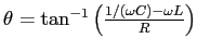 $\theta = \tan^{-1}\left(\frac{1/(\omega C) -\omega L}{R}\right)$