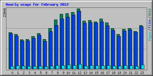 Hourly usage for February 2012