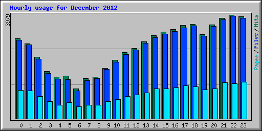 Hourly usage for December 2012