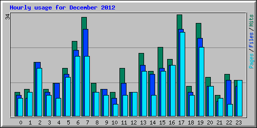 Hourly usage for December 2012