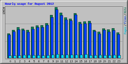 Hourly usage for August 2012