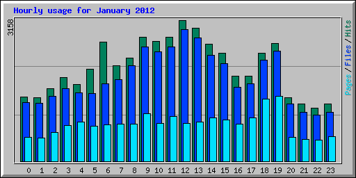 Hourly usage for January 2012
