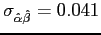 $\sigma_{\hat{\alpha}\hat{\beta}}=0.041$